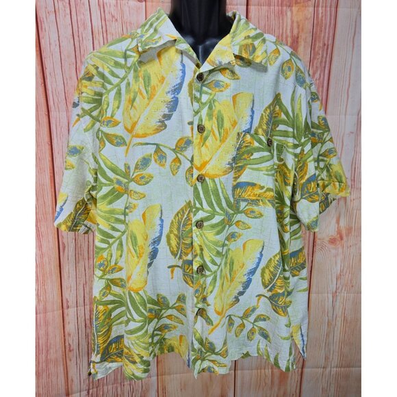 Joe Marlin Tropical Leaf Print Button-Down Shirt XL Hawaiian - Picture 1 of 6